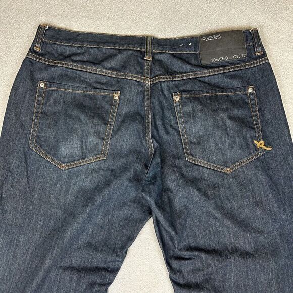 Vintage Rocawear Jeans Mens 42x32 Blue Rap Straight Baggy Wide Skater Street Y2K - Picture 5 of 16